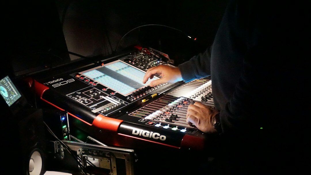 Video operator switching cameras on a production console